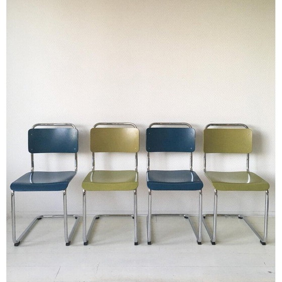 Image 1 of Ensemble de 4 chaises de salle à manger vintage par W.H. Gispen Modèle 101 Gebroeders van der Stroom 2004