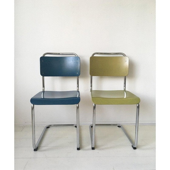 Image 1 of Ensemble de 4 chaises de salle à manger vintage par W.H. Gispen Modèle 101 Gebroeders van der Stroom 2004