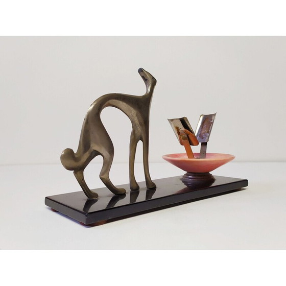 Image 1 of Figurine vintage de lévrier en métal par Karl Hagenauer, 1930