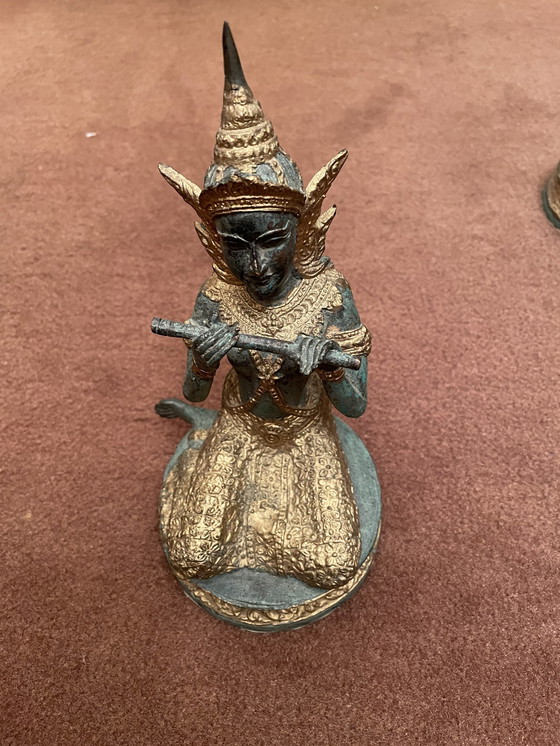 Image 1 of 4X figurine thaïlandaise en laiton / groupe de musique