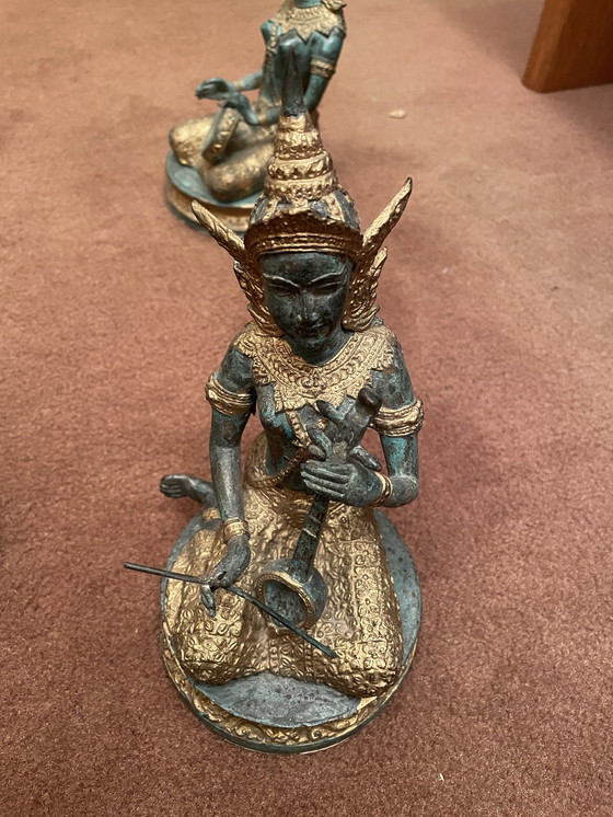 Image 1 of 4X figurine thaïlandaise en laiton / groupe de musique