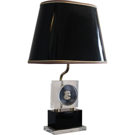 Image 1 of Lampe de table Vintage Hollywood Regency en laiton et plexiglas Maison Jansen 1970