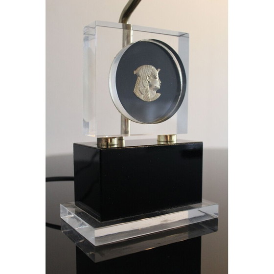 Image 1 of Lampe de table Vintage Hollywood Regency en laiton et plexiglas Maison Jansen 1970