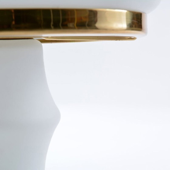 Image 1 of Lampe de table vintage en verre blanc et laiton par Osvetlovaci Sklo, Tchécoslovaquie 1970
