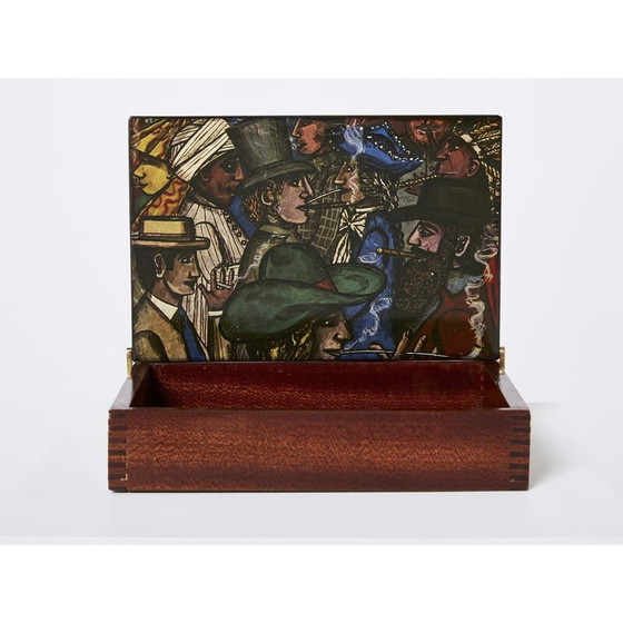 Image 1 of Boîte vintage en acajou et bois peint par Piero Fornasetti, Italie 1950