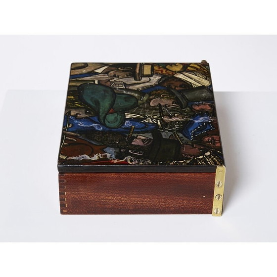 Image 1 of Boîte vintage en acajou et bois peint par Piero Fornasetti, Italie 1950