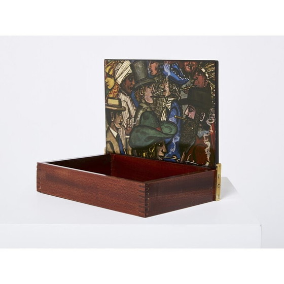 Image 1 of Boîte vintage en acajou et bois peint par Piero Fornasetti, Italie 1950