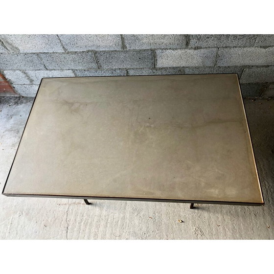 Image 1 of Table ou bureau vintage en fer forgé et ciment 1960