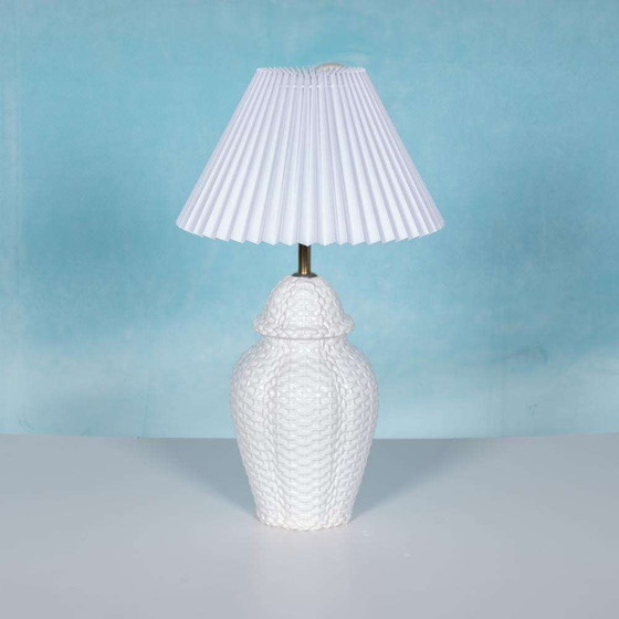 Image 1 of Lampe de table vintage céramique tressée lampe de table regency