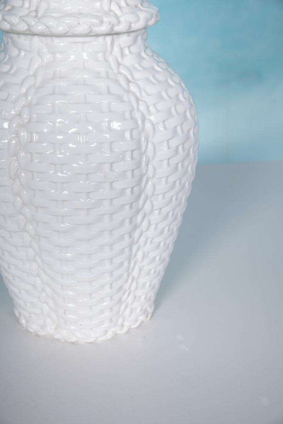 Image 1 of Lampe de table vintage céramique tressée lampe de table regency