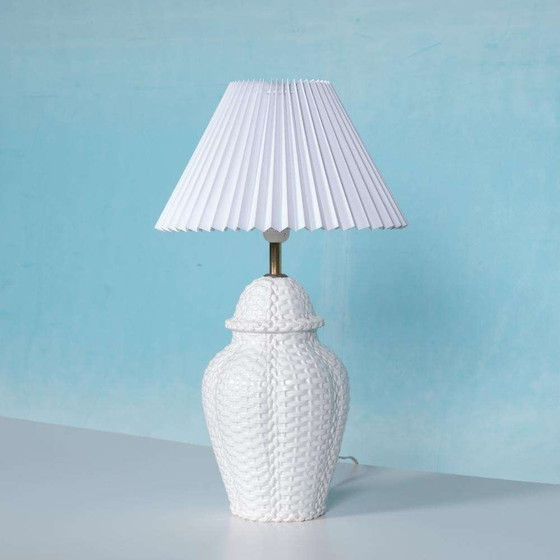 Image 1 of Lampe de table vintage céramique tressée lampe de table regency