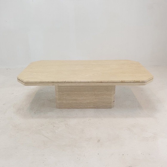 Image 1 of Table basse vintage en travertin, Italie 1980