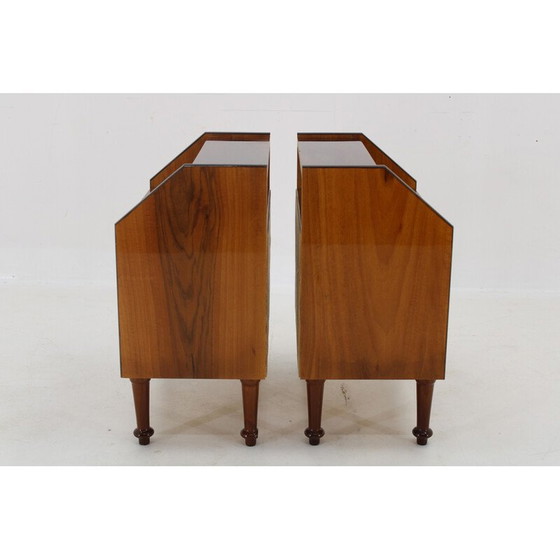 Image 1 of Paire de tables de chevet vintage en noyer, Italie 1960
