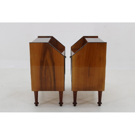 Image 1 of Paire de tables de chevet vintage en noyer, Italie 1960