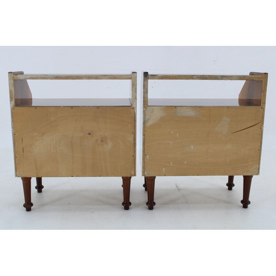 Image 1 of Paire de tables de chevet vintage en noyer, Italie 1960