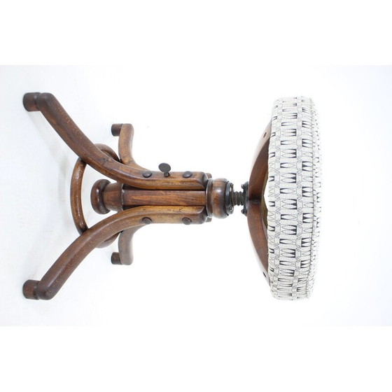 Image 1 of Tabouret de piano vintage en bois courbé et hêtre ,Tchécoslovaquie années 1930