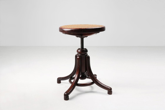 Image 1 of Tabouret de piano autrichien en hêtre et bentwood par Michael Thonet pour Thonet, 1890s