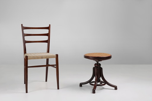 Tabouret de piano autrichien en hêtre et bentwood par Michael Thonet pour Thonet, 1890s