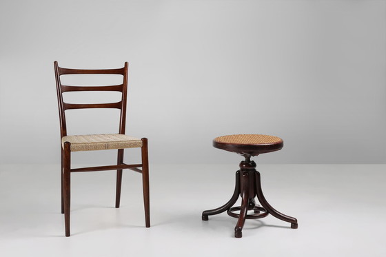 Image 1 of Tabouret de piano autrichien en hêtre et bentwood par Michael Thonet pour Thonet, 1890s