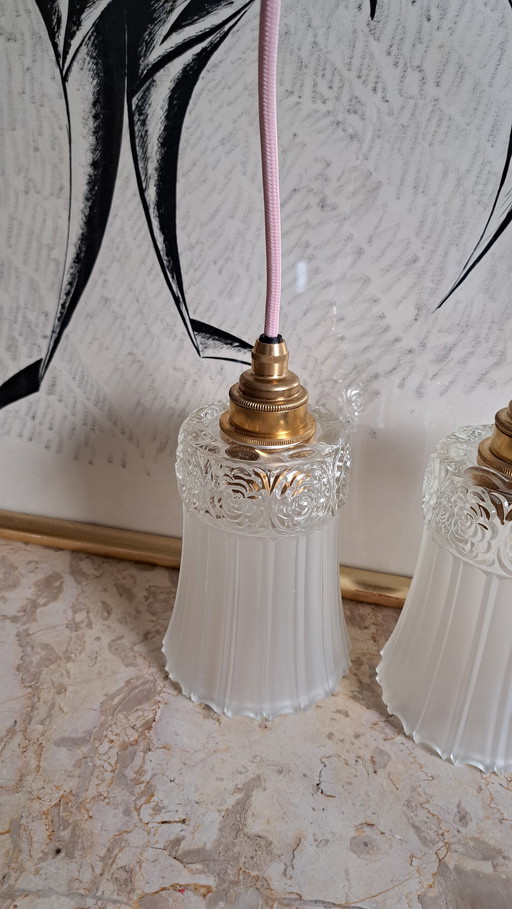 Lampe pendante en verre vintage