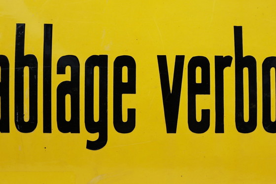 Image 1 of Enseigne allemande vintage en émail jaune, 1900