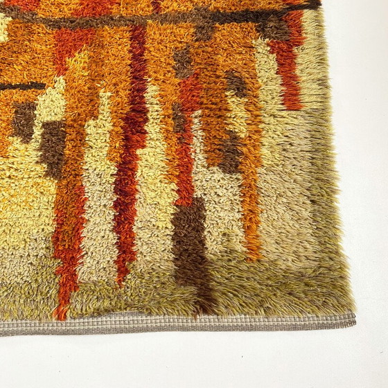 Image 1 of Tapis abstrait scandinave à poils longs Rya, Suède, années 1960