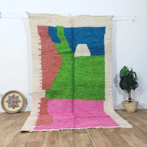 Tapis berbère marocain, multicolore, en laine - Marokkanischer Berberteppich, Mehrfarbig, Aus Wolle