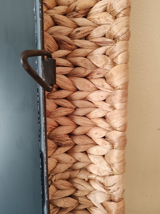 Image 1 of Grand Miroir Vintage Fer Forgé Tressé Jacinthe D'Eau