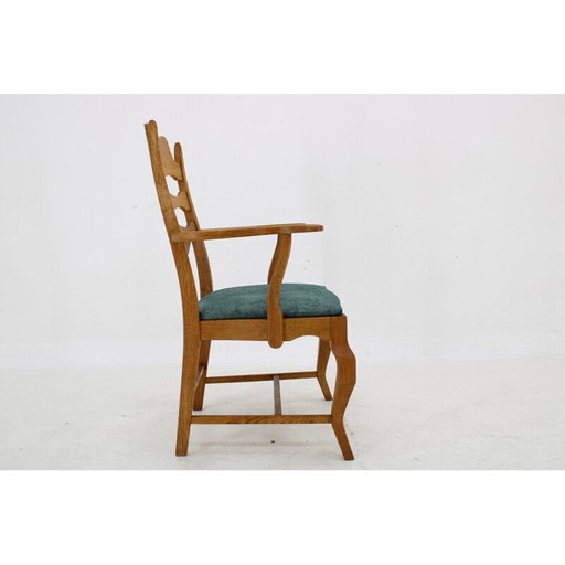 Fauteuil Razorblade vintage en chêne massif par Henning Kjærnulf pour EG Møbler, Danemark 1960