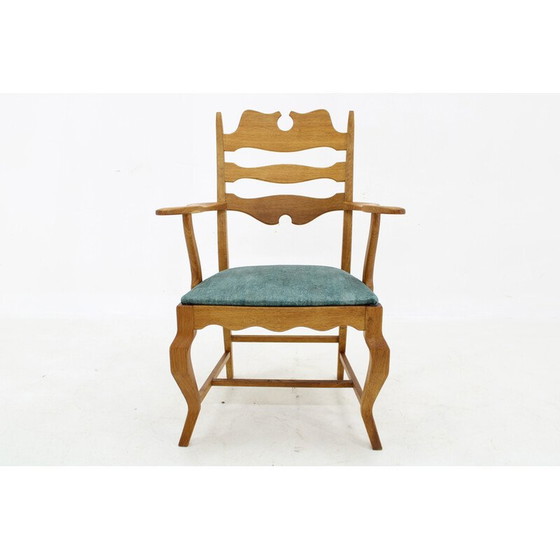 Image 1 of Fauteuil Razorblade vintage en chêne massif par Henning Kjærnulf pour EG Møbler, Danemark 1960