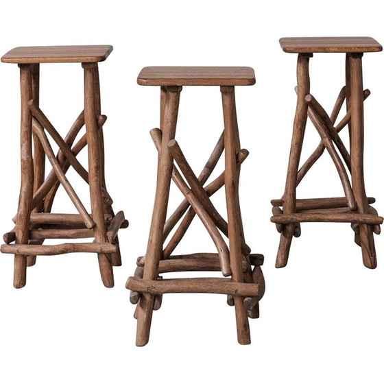 Image 1 of Tabouret de bar vintage en bois, Belgique 1970