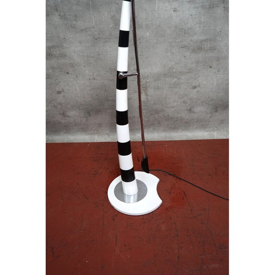 Image 1 of Lampadaire vintage noir et blanc à motif zébré, 1970
