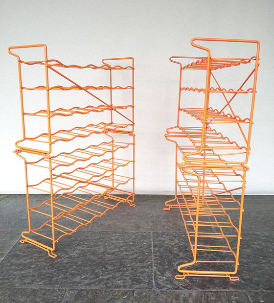 Image 1 of Porte-bouteilles Tomado Retro Orange Wire Steel