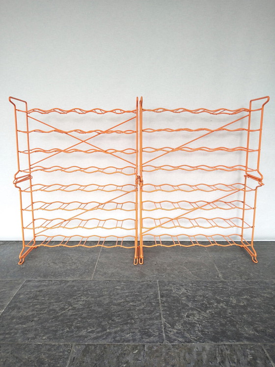 Image 1 of Porte-bouteilles Tomado Retro Orange Wire Steel