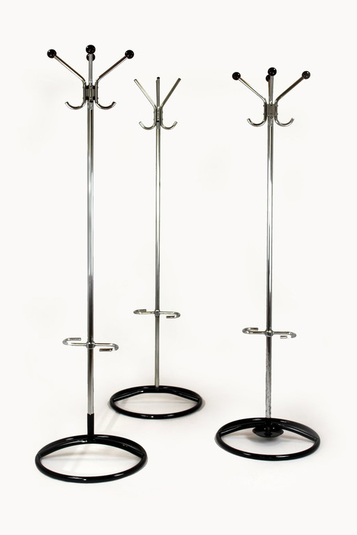 Porte-manteaux Bauhaus en chrome, 1930S, lot de 3