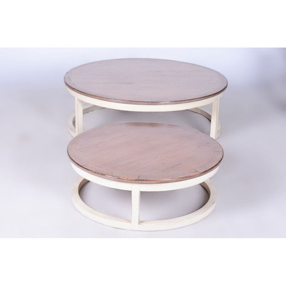 Image 1 of Tables gigognes vintage en cerisier et épicéa, France 1960