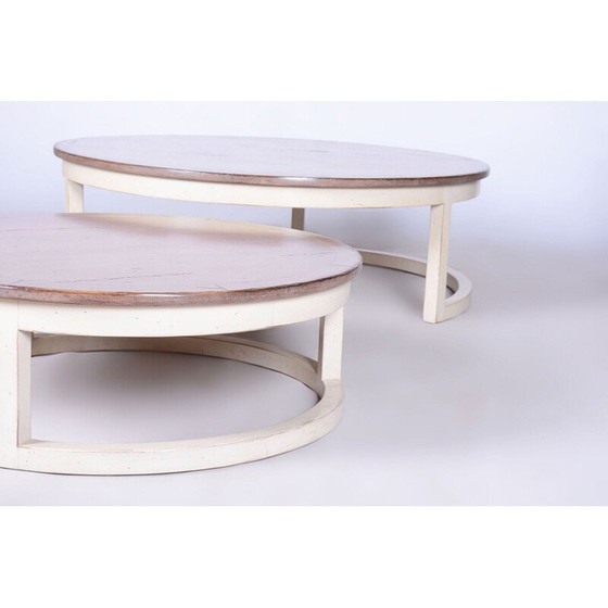 Image 1 of Tables gigognes vintage en cerisier et épicéa, France 1960