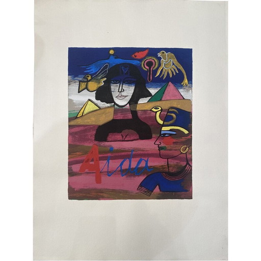 Lithographie vintage "Aida" de Guillaume Corneille