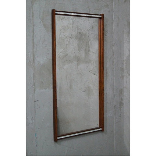 Miroir scandinave vintage en bois de rose, Suède 1960