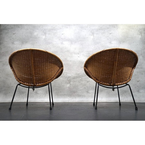 Image 1 of Paire de fauteuils Cocktail en osier, Allemagne 1960