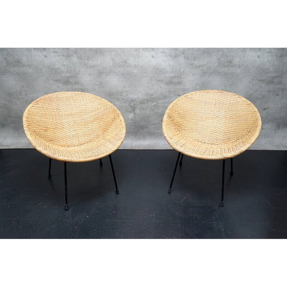 Image 1 of Paire de fauteuils Cocktail en osier, Allemagne 1960