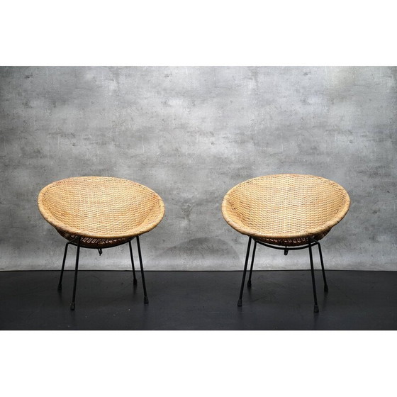 Image 1 of Paire de fauteuils Cocktail en osier, Allemagne 1960