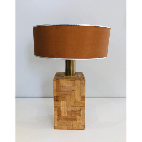 Image 1 of Lampe vintage en marqueterie de paille, 1950
