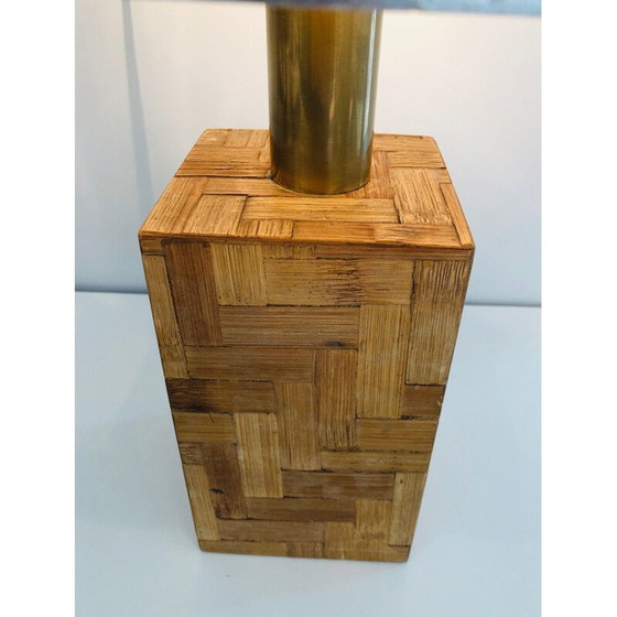 Image 1 of Lampe vintage en marqueterie de paille, 1950