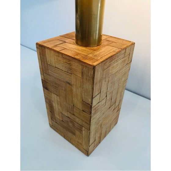 Image 1 of Lampe vintage en marqueterie de paille, 1950