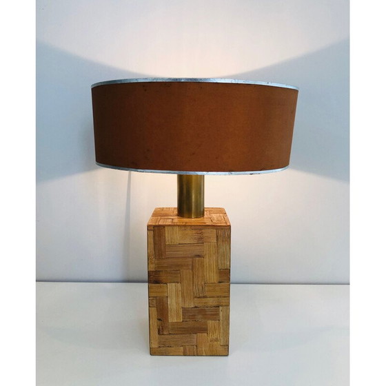 Image 1 of Lampe vintage en marqueterie de paille, 1950