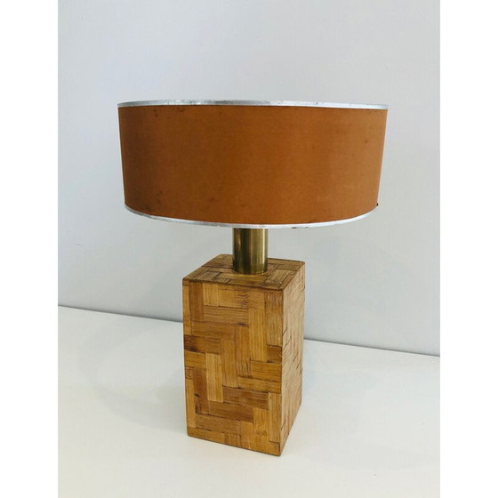 Image 1 of Lampe vintage en marqueterie de paille, 1950