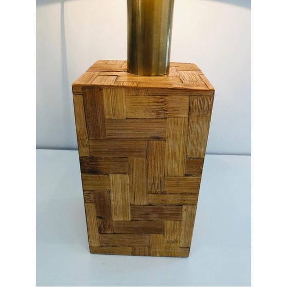 Image 1 of Lampe vintage en marqueterie de paille, 1950