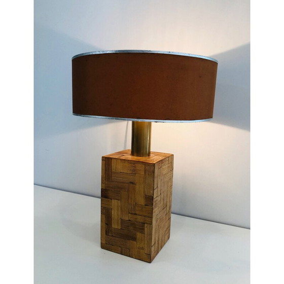 Image 1 of Lampe vintage en marqueterie de paille, 1950