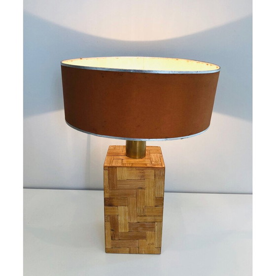 Image 1 of Lampe vintage en marqueterie de paille, 1950